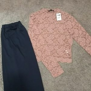 Charlotte Russe women's blush long sleeve blouse